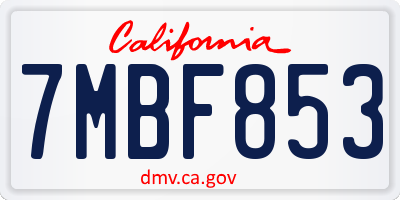 CA license plate 7MBF853