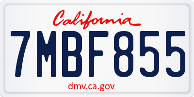 CA license plate 7MBF855