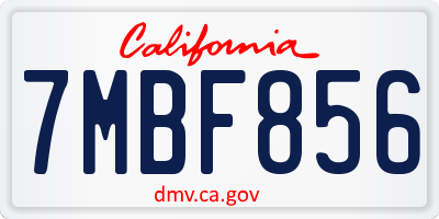 CA license plate 7MBF856