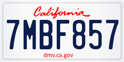 CA license plate 7MBF857