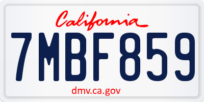 CA license plate 7MBF859