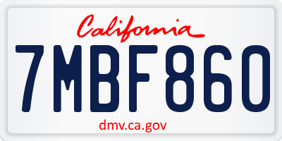 CA license plate 7MBF860