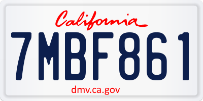 CA license plate 7MBF861