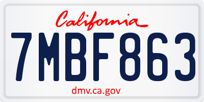 CA license plate 7MBF863