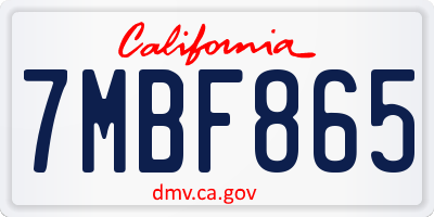 CA license plate 7MBF865