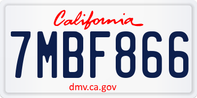 CA license plate 7MBF866