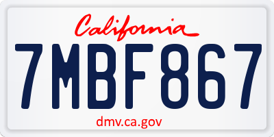 CA license plate 7MBF867