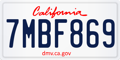 CA license plate 7MBF869