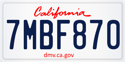 CA license plate 7MBF870