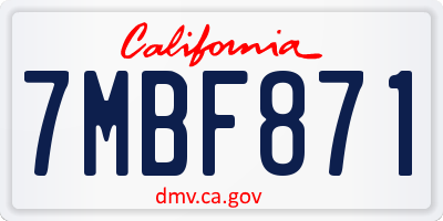 CA license plate 7MBF871
