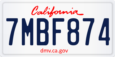 CA license plate 7MBF874