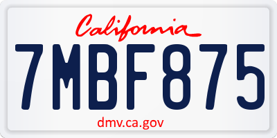 CA license plate 7MBF875