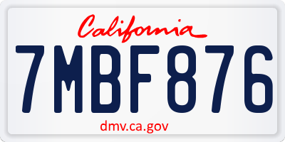 CA license plate 7MBF876