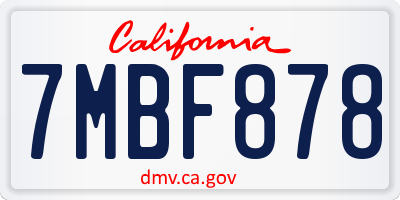 CA license plate 7MBF878