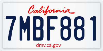 CA license plate 7MBF881