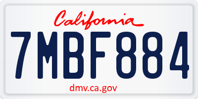 CA license plate 7MBF884