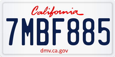 CA license plate 7MBF885