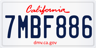 CA license plate 7MBF886