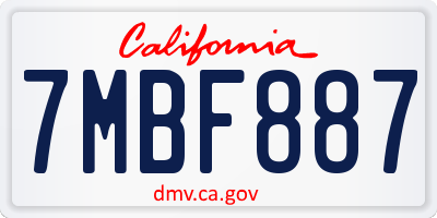CA license plate 7MBF887