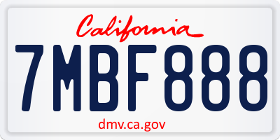 CA license plate 7MBF888