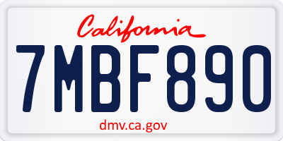 CA license plate 7MBF890