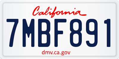 CA license plate 7MBF891