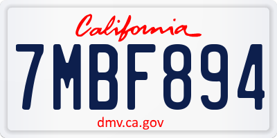 CA license plate 7MBF894