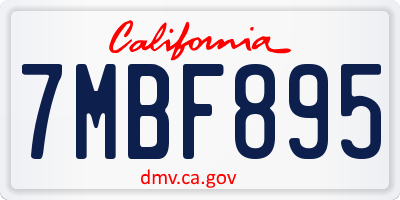 CA license plate 7MBF895