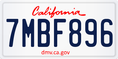 CA license plate 7MBF896