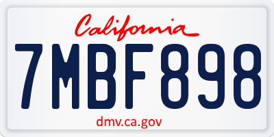 CA license plate 7MBF898