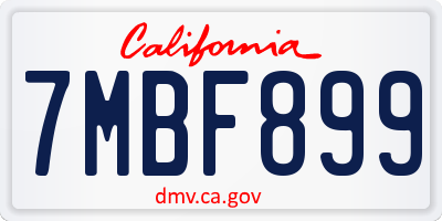 CA license plate 7MBF899