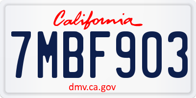 CA license plate 7MBF903