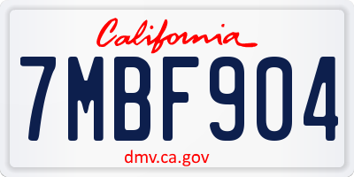 CA license plate 7MBF904