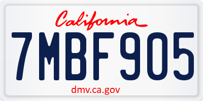 CA license plate 7MBF905