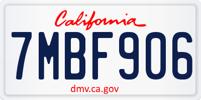 CA license plate 7MBF906