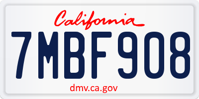 CA license plate 7MBF908