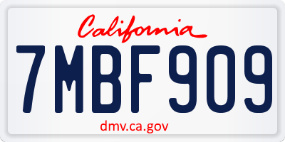 CA license plate 7MBF909