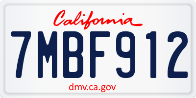 CA license plate 7MBF912