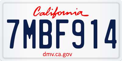 CA license plate 7MBF914
