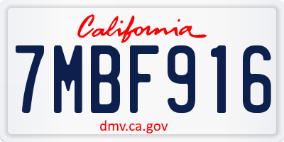 CA license plate 7MBF916