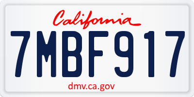 CA license plate 7MBF917