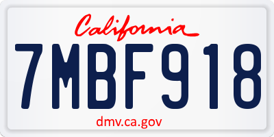 CA license plate 7MBF918