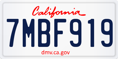 CA license plate 7MBF919