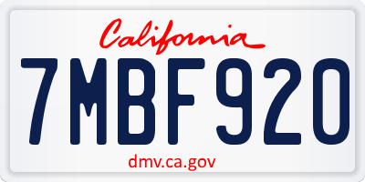 CA license plate 7MBF920