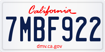 CA license plate 7MBF922