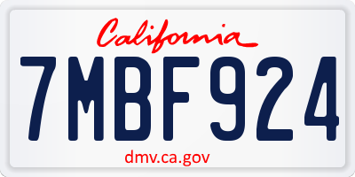 CA license plate 7MBF924