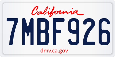 CA license plate 7MBF926