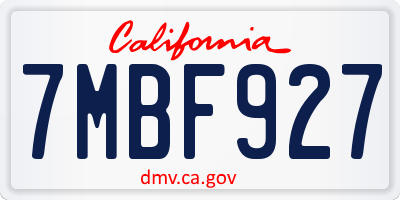 CA license plate 7MBF927
