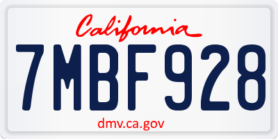 CA license plate 7MBF928