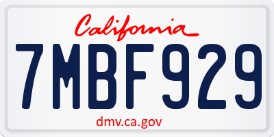 CA license plate 7MBF929